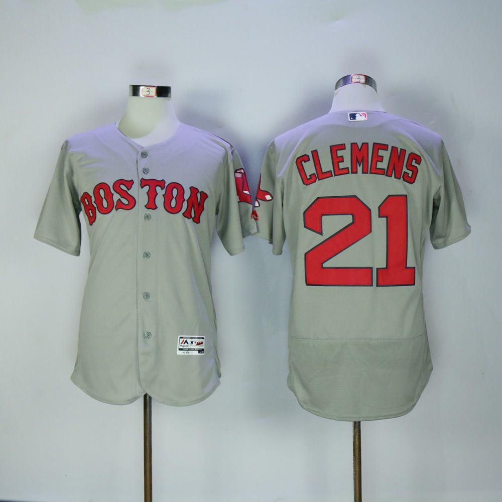 Men Boston Red Sox 21 Clemens Grey MLB Jerseys